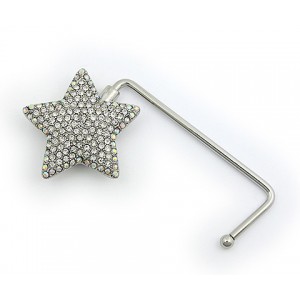 Bag Hanger - 12 PCS  - Rhinestone Star - Clear -BH-GB1291CL